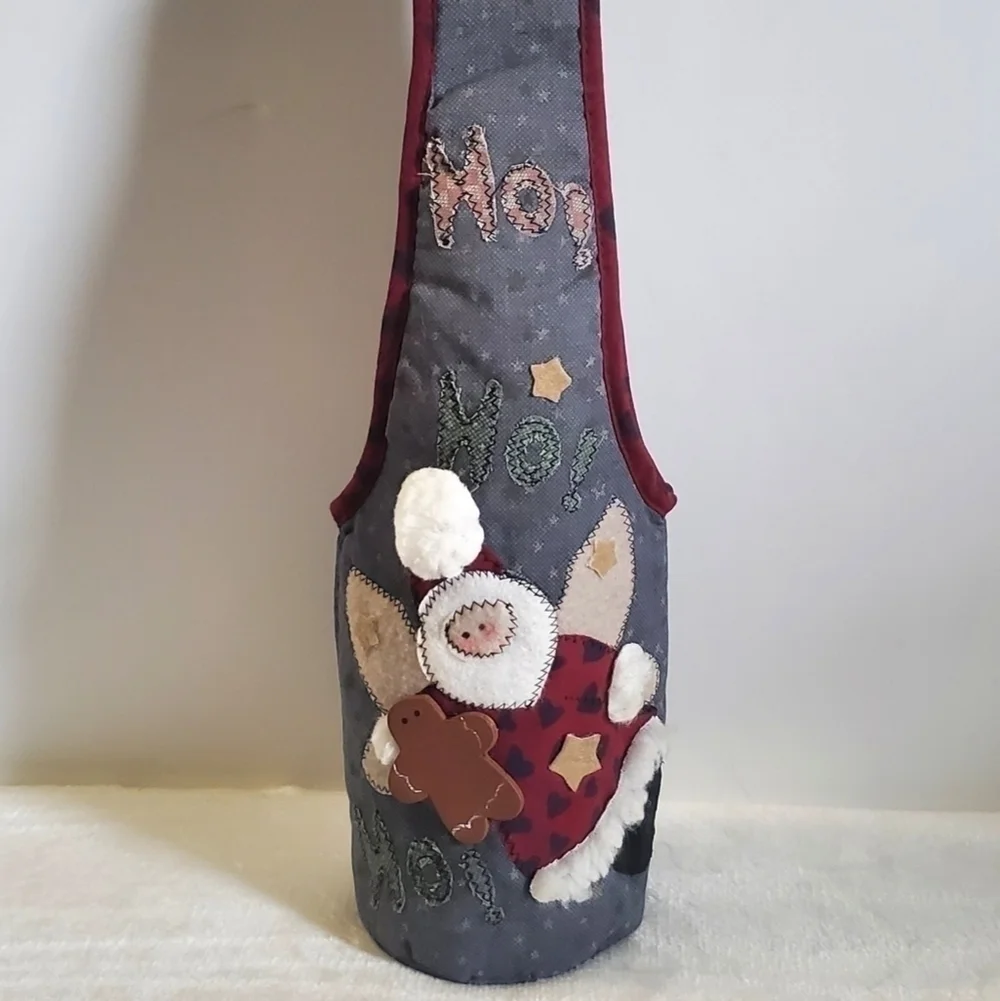 CHRISTMAS Holiday Santa Stars Gingerbread Wine Holder Bag